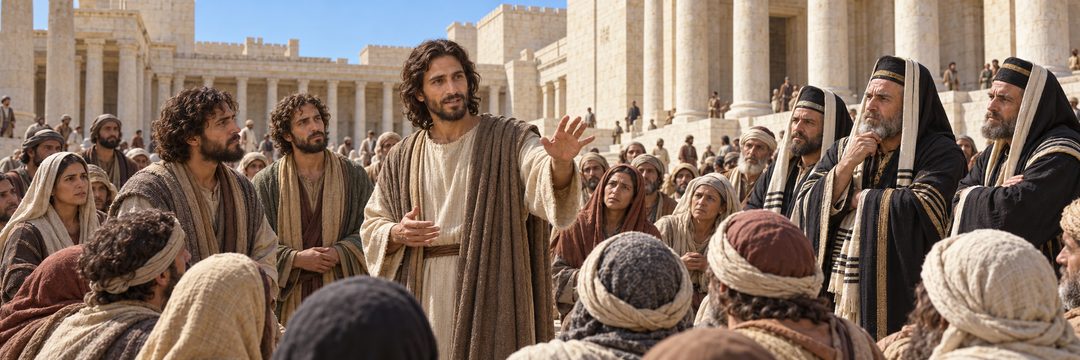 Illustratie bij: Jezus waarschuwt de menigte en zijn discipelen.