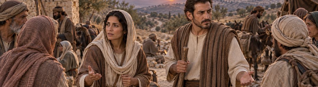Illustratie bij: Maria en Jozef zoeken Jezus in de karavaan.