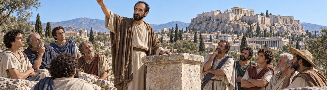Illustratie bij: Paulus spreekt in Athene over de onbekende God.