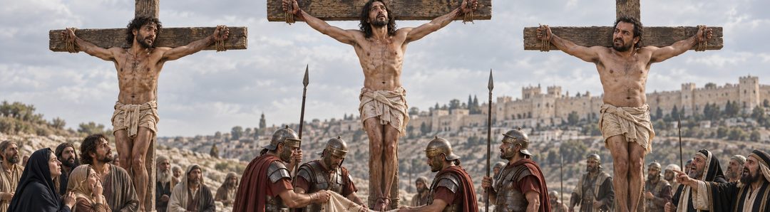 Illustratie bij: Jezus bidt vanaf het kruis om vergeving.