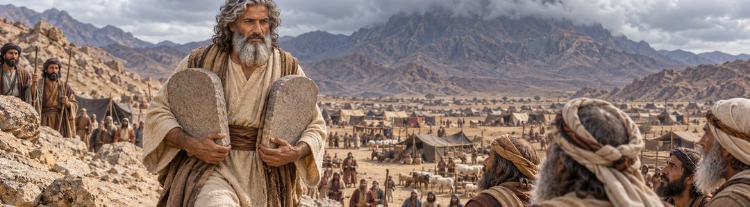 Illustratie bij: Mozes ontvangt Gods wet voor Israël.