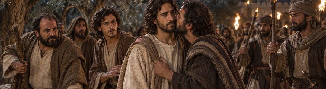 Illustratie bij: Judas verraadt Jezus na de intocht van satan.