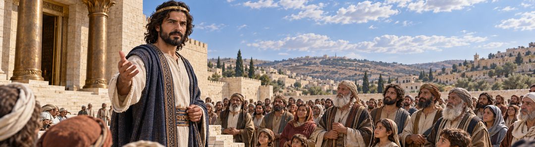 Illustratie bij: Salomo keert zich om en zegent Israël.
