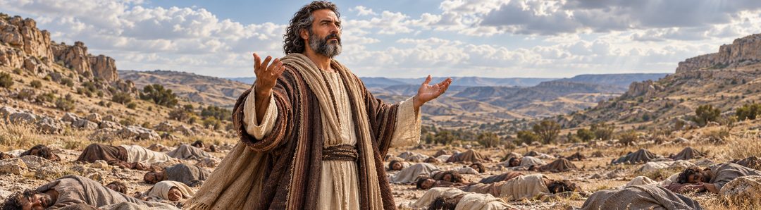 Illustratie bij: Ezechiël roept de geest om leven.