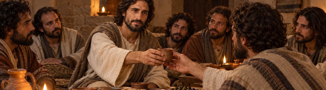 Illustratie bij: Jezus deelt de beker van het nieuwe verbond.