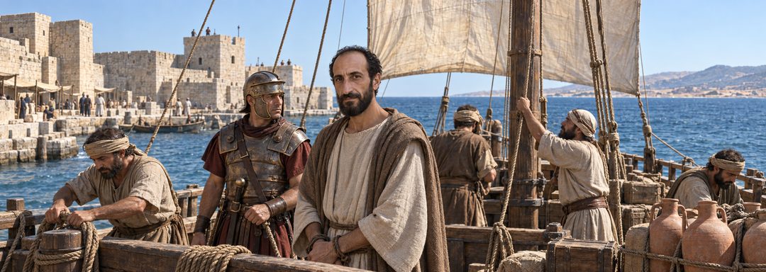 Illustratie bij: Paulus begint als gevangene aan de avontuurlijke zeereis naar Rome.