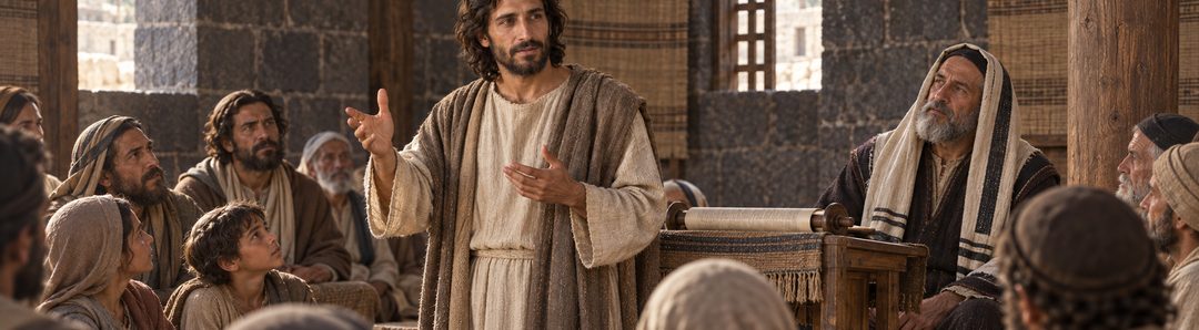 Illustratie bij: Jezus geeft sabbatsonderwijs in de synagoge.