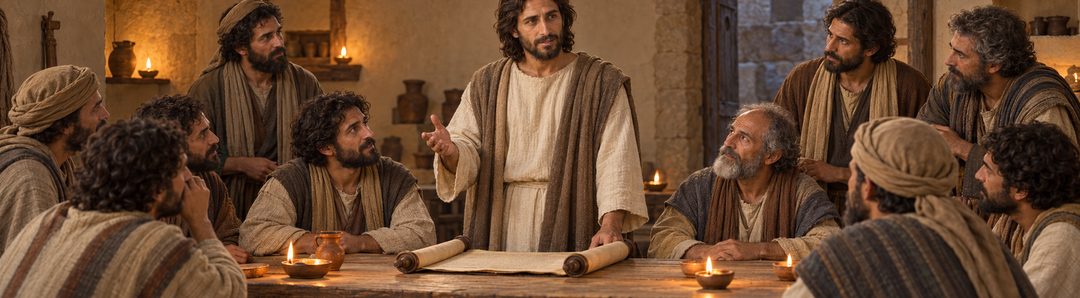 Illustratie bij: De opgestane Jezus opent het verstand van de discipelen.