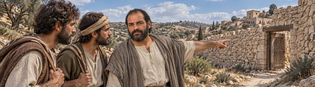Illustratie bij: Een inwoner wijst de verkenners de ingang van Bethel.