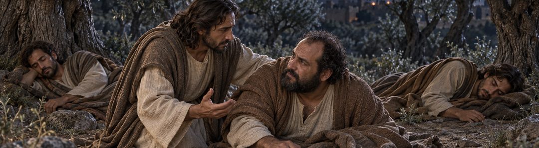 Illustratie bij: Jezus keert terug bij de slapende discipelen.