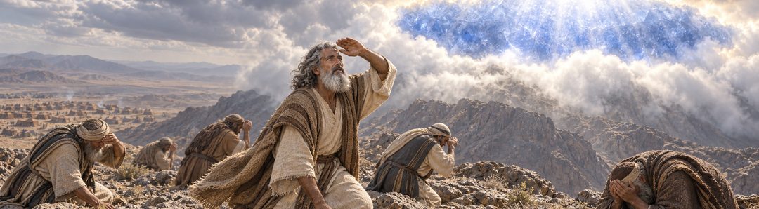 Illustratie bij: Mozes en de oudsten zien de God van Israël door een sluier.