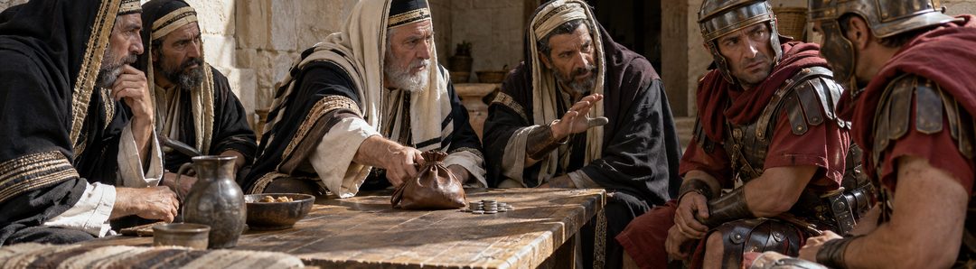 Illustratie bij: De overpriesters kopen de wachters om.