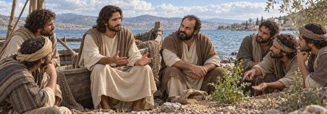 Illustratie bij: Jezus verklaart de gelijkenissen aan zijn discipelen.