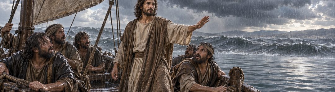 Illustratie bij: Jezus brengt de storm tot bedaren.
