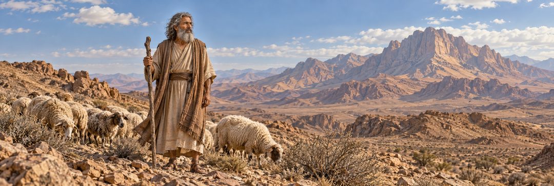 Illustratie bij: Mozes keert als nederige herder terug naar Gods roeping.