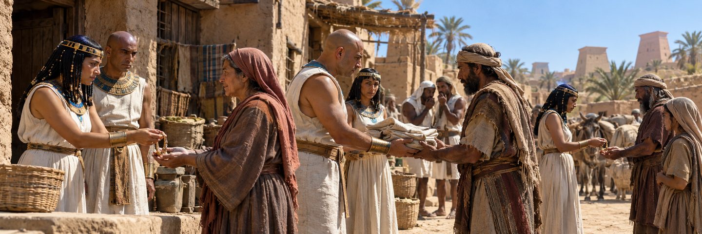 Illustratie bij: Israëlieten vragen zilver en goud aan hun Egyptische buren.