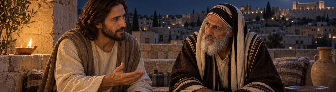 Illustratie bij: Jezus spreekt met Nicodemus over water en Geest.