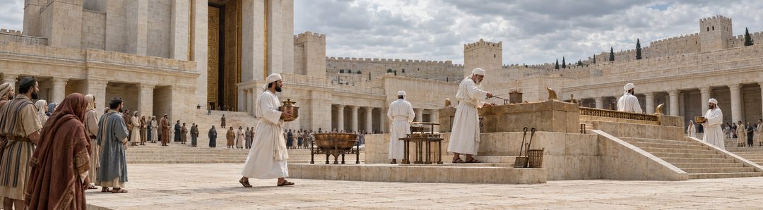 Illustratie bij: Priesters werken op de sabbat in de tempel.