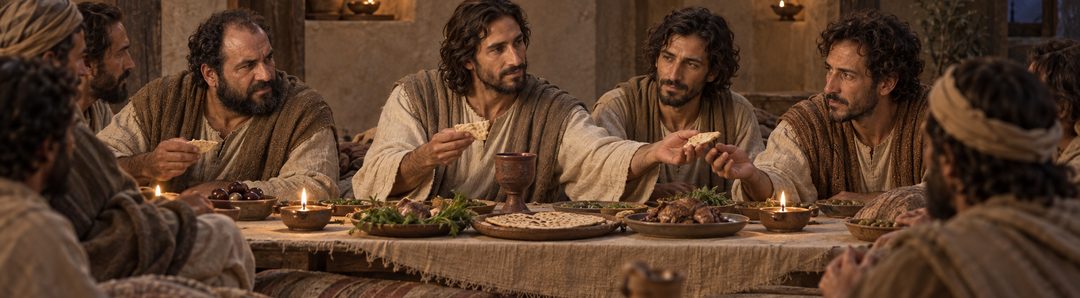 Illustratie bij: Jezus stelt de nieuwe gedachtenismaaltijd in.