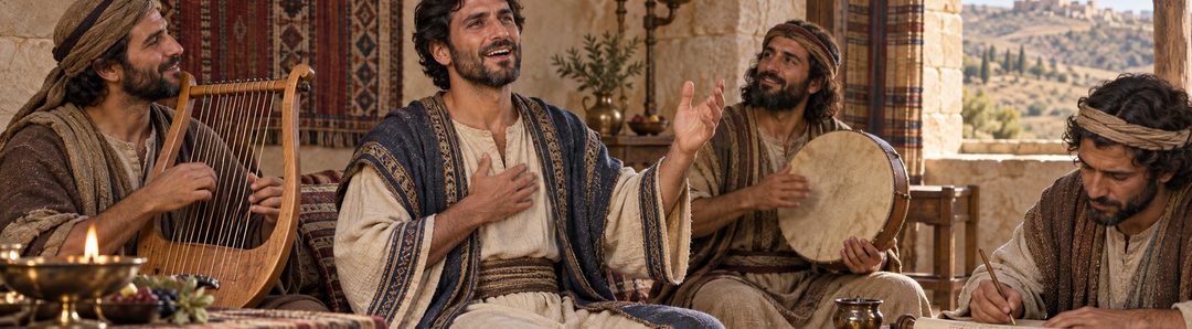 Illustratie bij: David zingt een geordende lofpsalm.