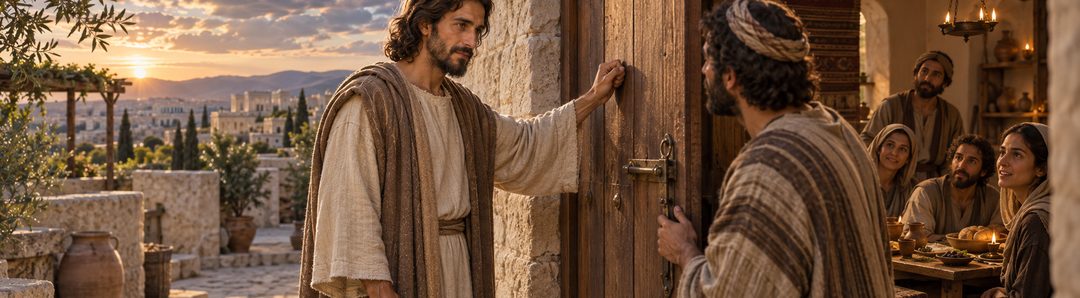 Illustratie bij: Christus klopt aan bij de gemeente van Laodicea.