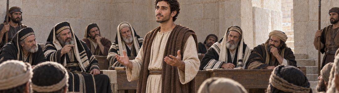Illustratie bij: Stefanus getuigt moedig voor het Sanhedrin.