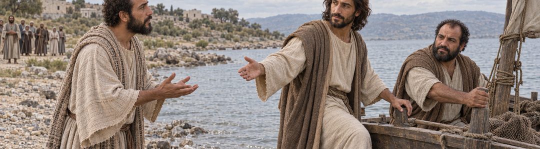 Illustratie bij: Jezus vertrekt en zendt de bevrijde man naar huis.
