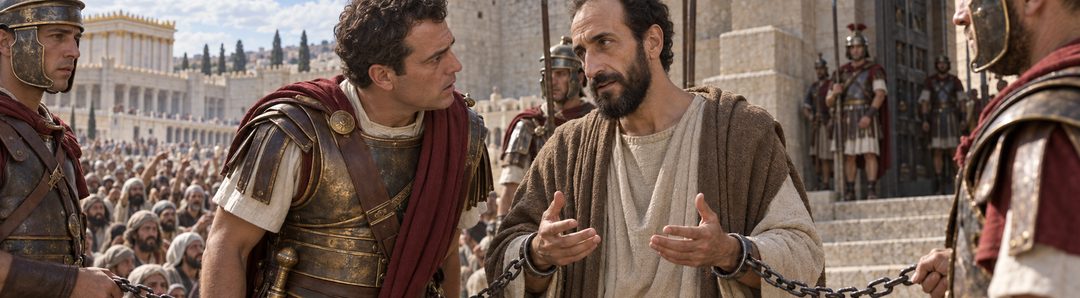 Illustratie bij: Paulus spreekt Grieks met Claudius Lysias.