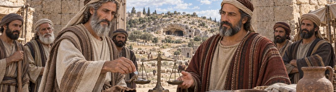 Illustratie bij: Abraham onderhandelt met Efron over Machpela.