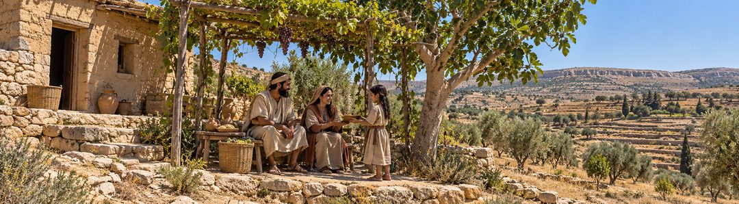 Illustratie bij: Israël woont in rust onder wijnstok en vijgenboom.