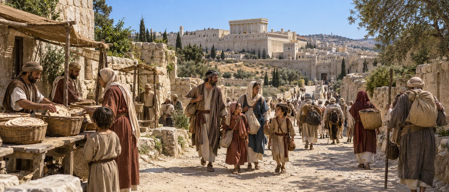 Illustratie bij: Het naderende Pascha in Jeruzalem.