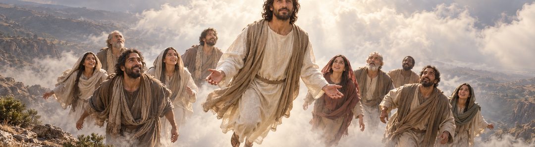 Illustratie bij: Christus voert gevangenen mee naar de hemel.