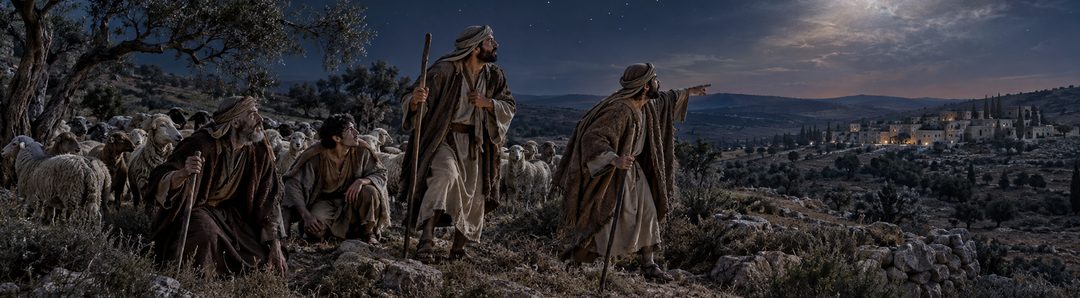 Illustratie bij: Eenvoudige herders ontvangen Gods boodschap.