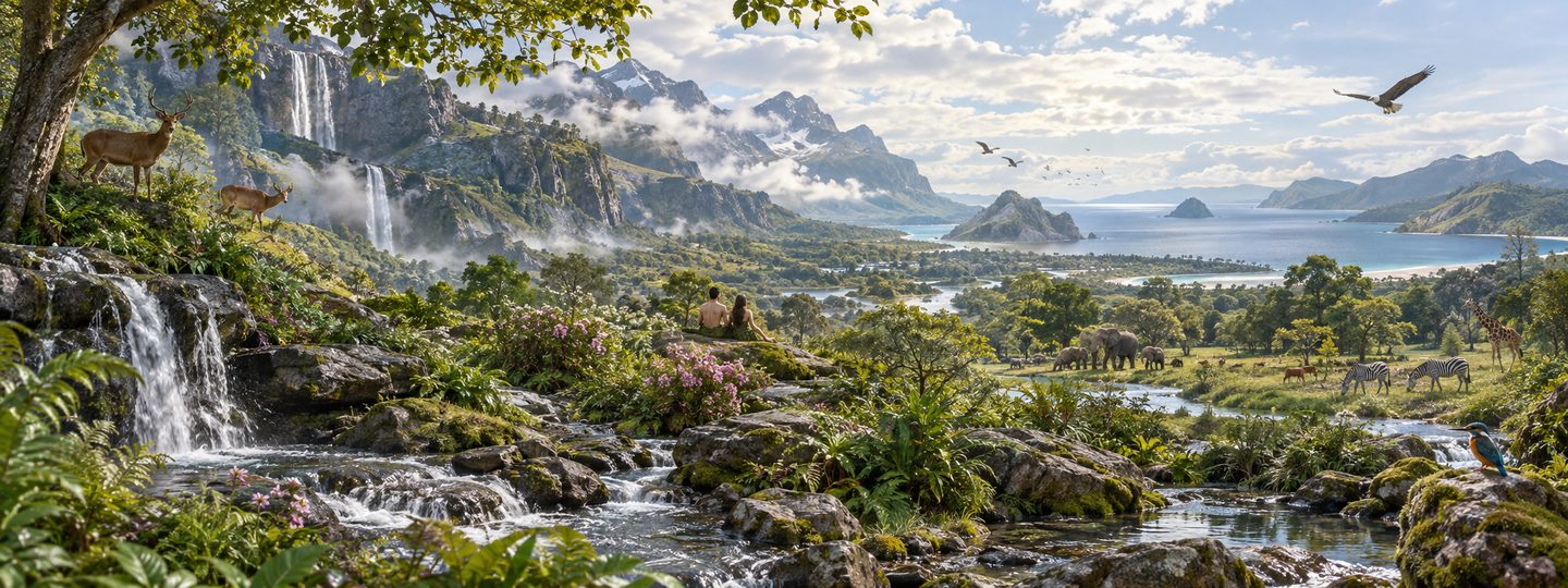 Illustratie bij: Gods rust na het voltooide scheppingswerk.