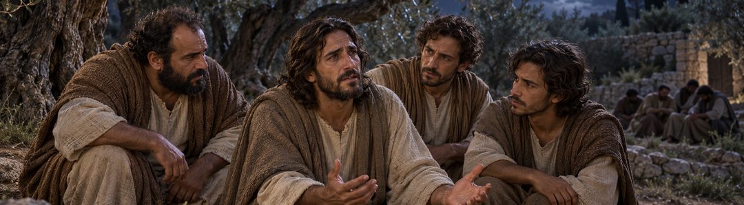 Illustratie bij: Jezus vraagt Petrus, Jakobus en Johannes met Hem te waken.