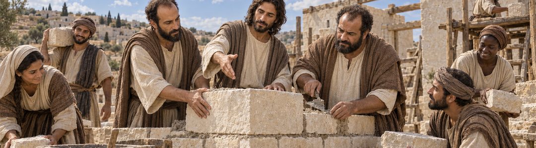 Illustratie bij: De gemeente wordt op Christus gebouwd.