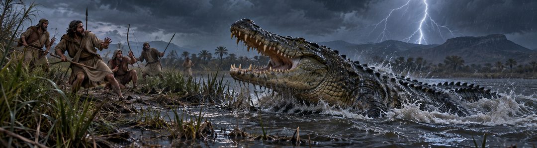 Illustratie bij: Leviathan gevreesd door jagers.