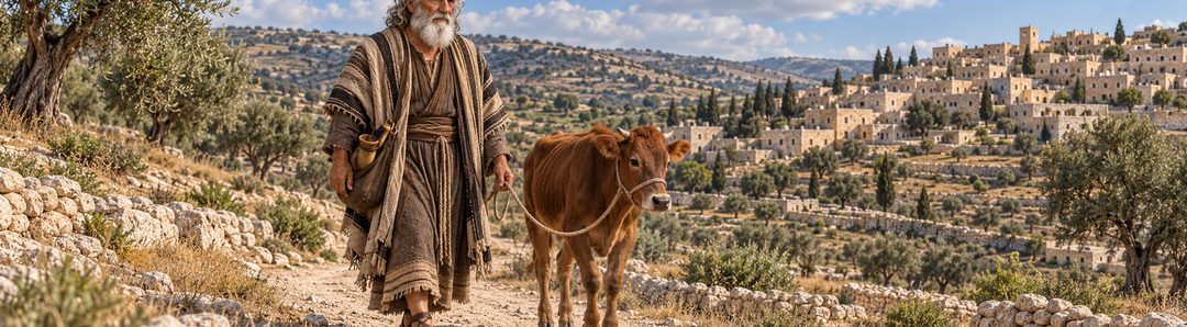Illustratie bij: Samuel reist met een offerkalf naar Bethlehem.