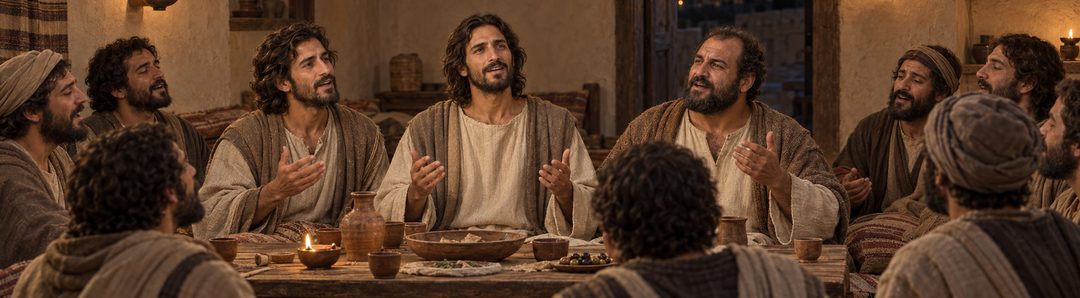 Illustratie bij: Jezus en de discipelen zingen na het Pascha.