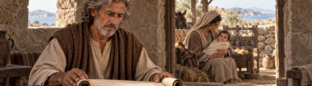 Illustratie bij: Johannes ziet hoe het visioen opnieuw bij Christus’ geboorte begint.