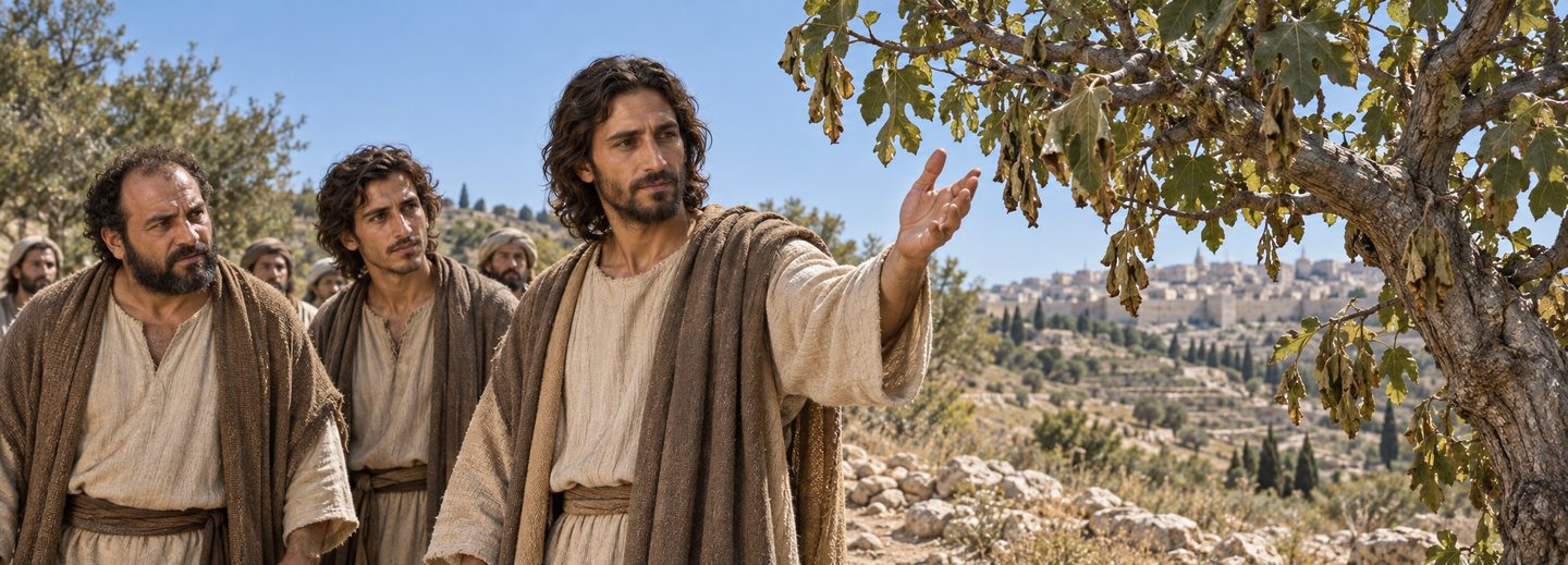 Illustratie bij: Jezus vervloekt de onvruchtbare vijgenboom.