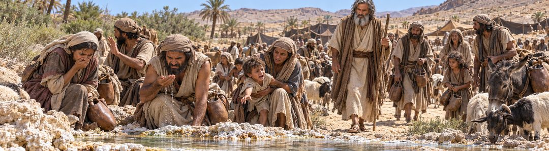 Illustratie bij: Na drie dagen zonder water bereikt Israël het bittere water van Mara.