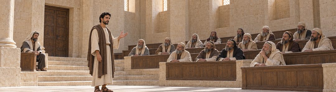 Illustratie bij: Stefanus spreekt voor het Sanhedrin.