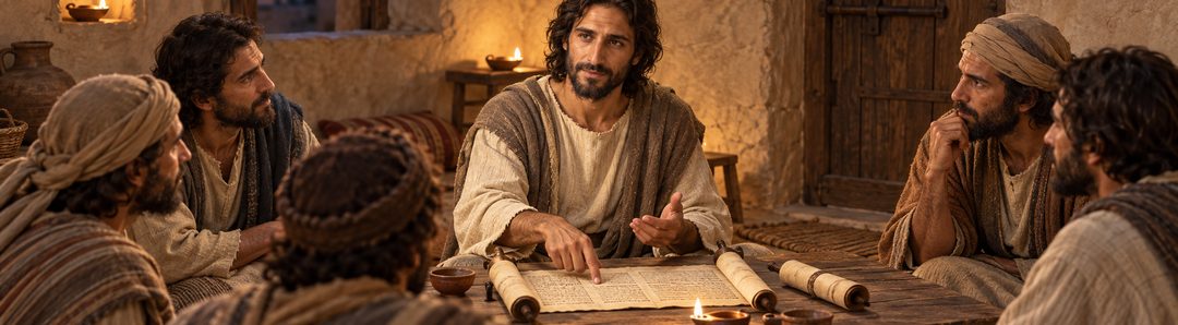 Illustratie bij: De opgestane Jezus opent het verstand van de discipelen.