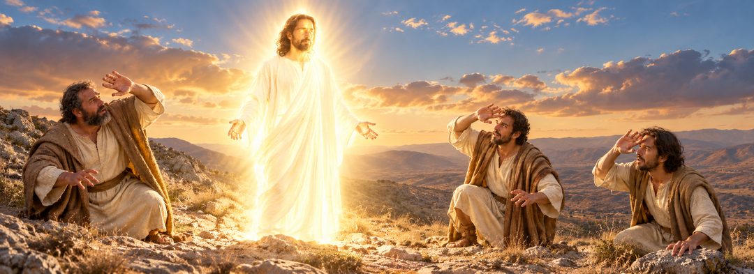 Illustratie bij: De verheerlijking bemoedigt de drie discipelen.