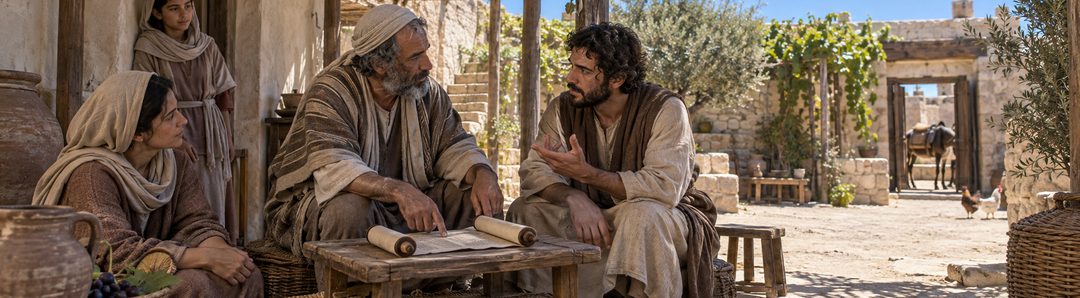 Illustratie bij: Een volwassen gelovige onderwijst een jongere discipel.
