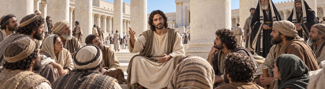 Illustratie bij: Jezus onderwijst openlijk in de tempel.