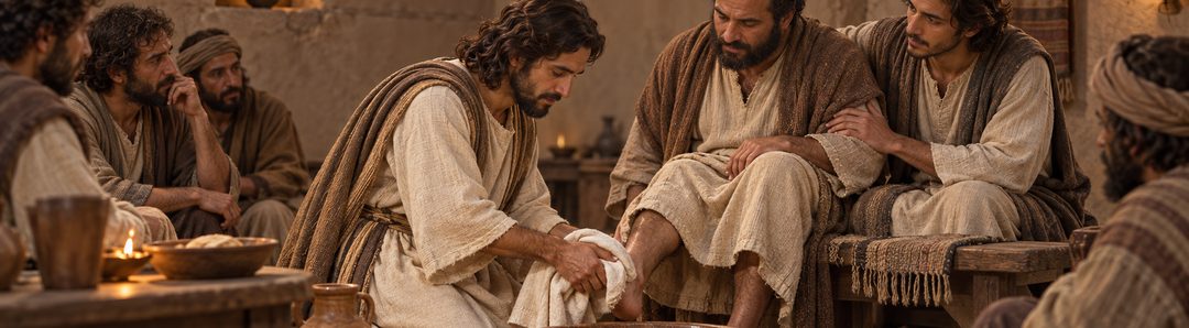Illustratie bij: Jezus toont liefde door nederige zorg.