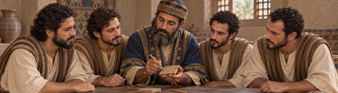 Illustratie bij: Daniël en zijn vrienden krijgen onderwijs in Babylon.