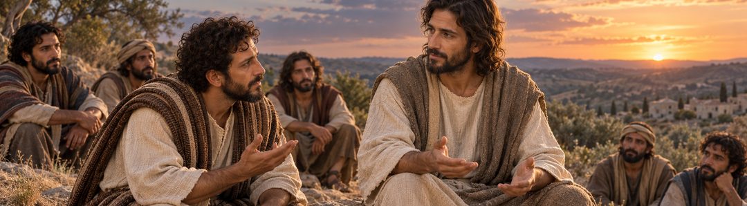 Illustratie bij: Een discipel vraagt Jezus om te leren bidden.
